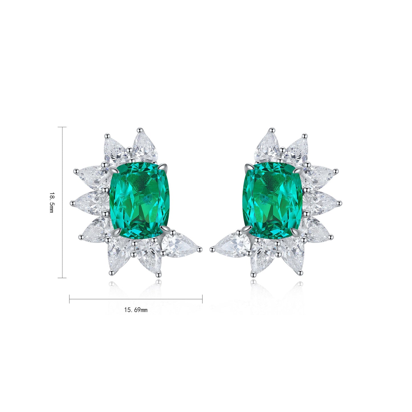 s925 sterling silver lab emerald/ruby/sapphire/paraiba & cz diamond stud earrings