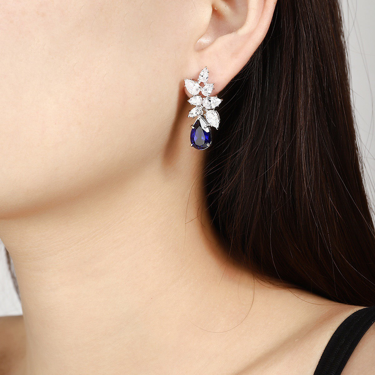 s925 sterling silver lab ruby/sapphire/emerald/paraiba & cz diamond earrings