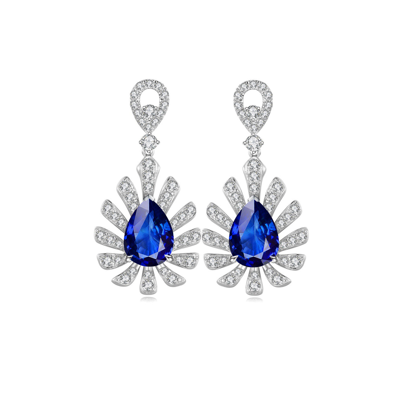s925 sterling silver lab cobalt spinel/sapphire/emerald/ruby/paraiba & cz diamond earrings