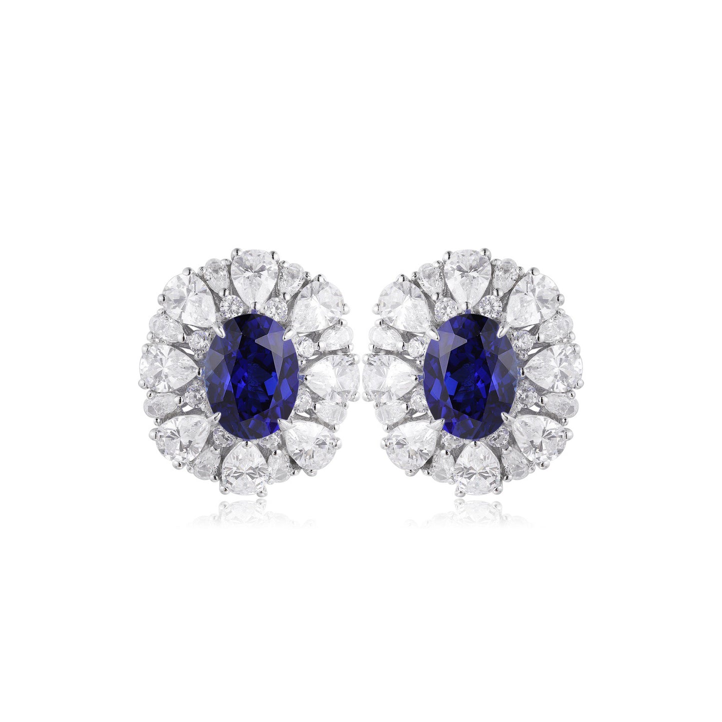 s925 sterling silver lab emerald/ruby/sapphire/paraiba & cz diamond earrings