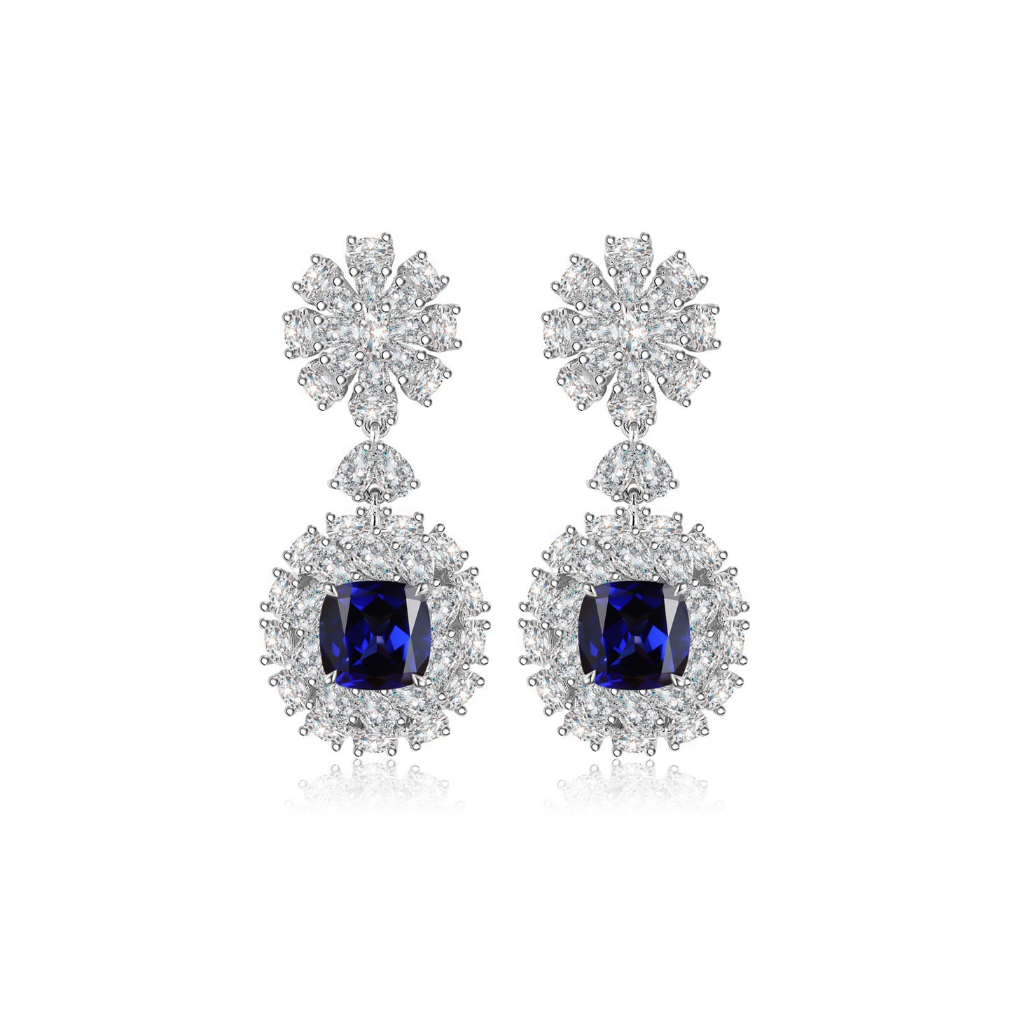 s925 sterling silver lab ruby/sapphire/emerald/paraiba & cz diamond earrings