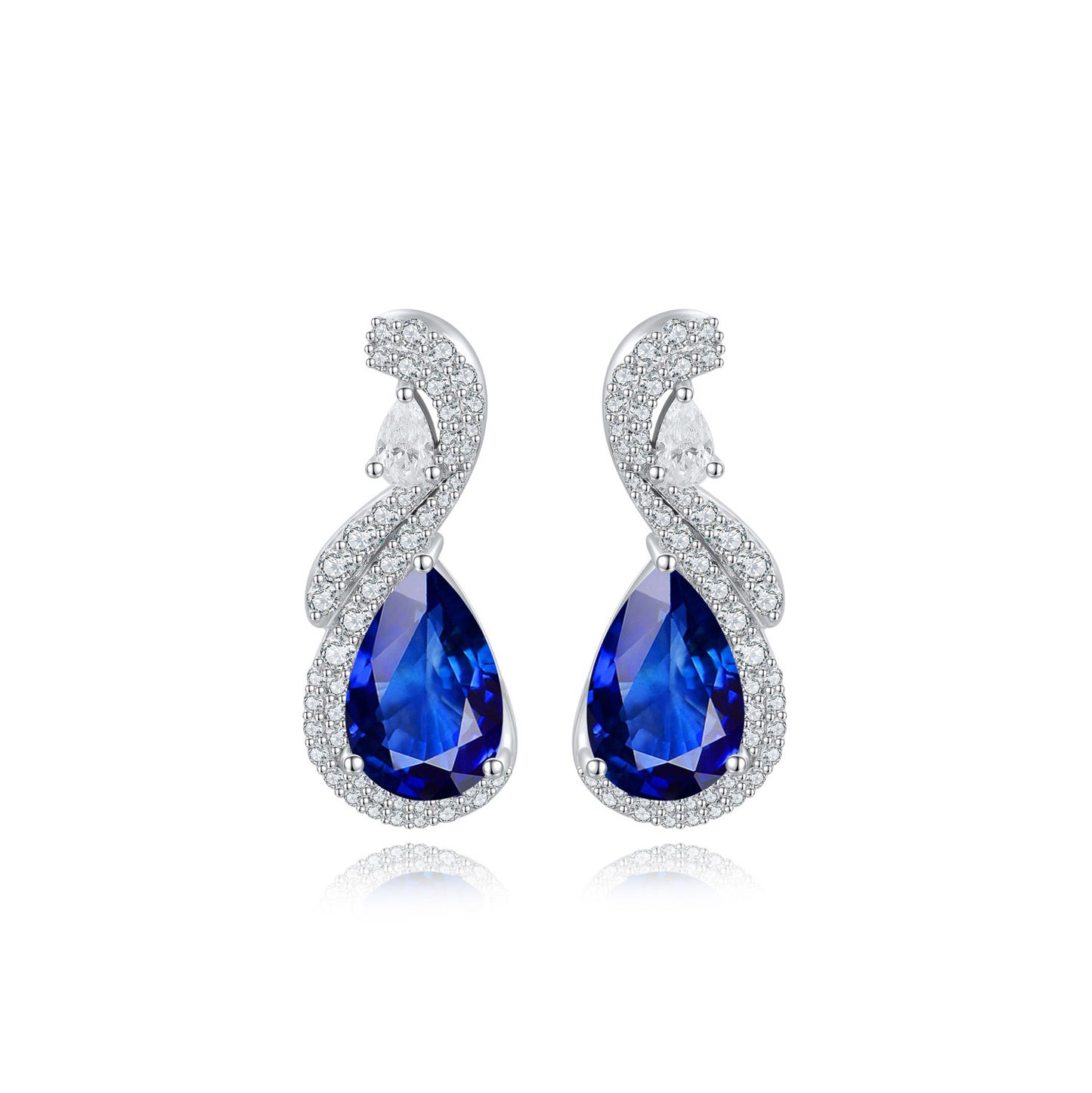 s925 sterling silver lab emerald/ruby/sapphire/paraiba/cobalt spinel & cz diamond earrings