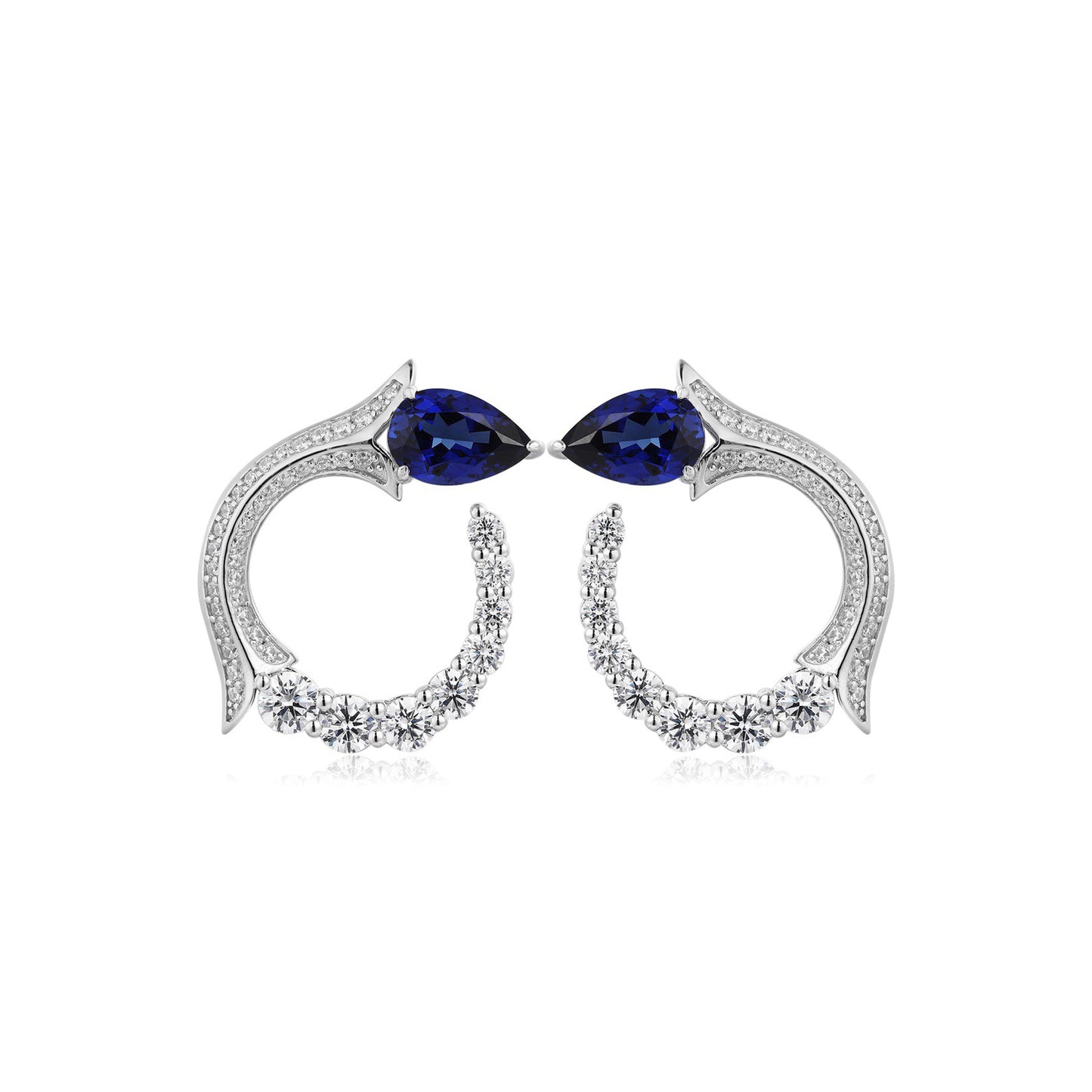 s925 sterling silver lab ruby/sapphire/paraiba/emerald & cz diamond earrings