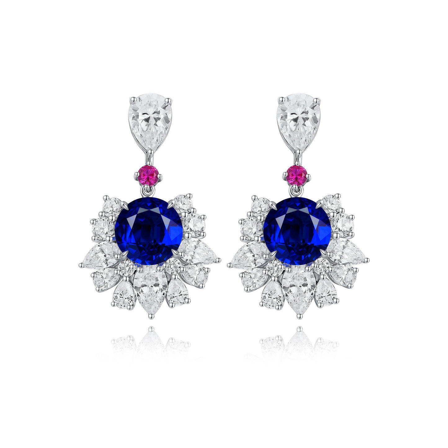 s925 sterling silver lab paraiba/ruby/sapphire/emerald/cobalt spinel & cz diamond earrings