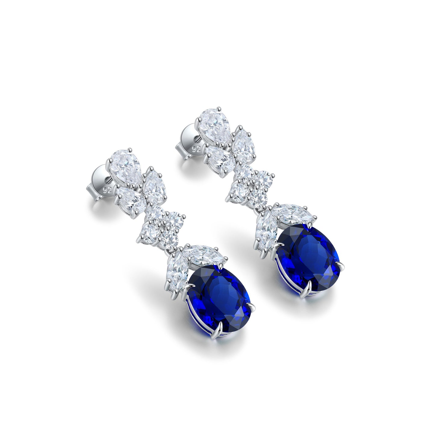 s925 sterling silver lab sapphire/emerald/ruby/paraiba/cobalt spinel & cz diamond earrings