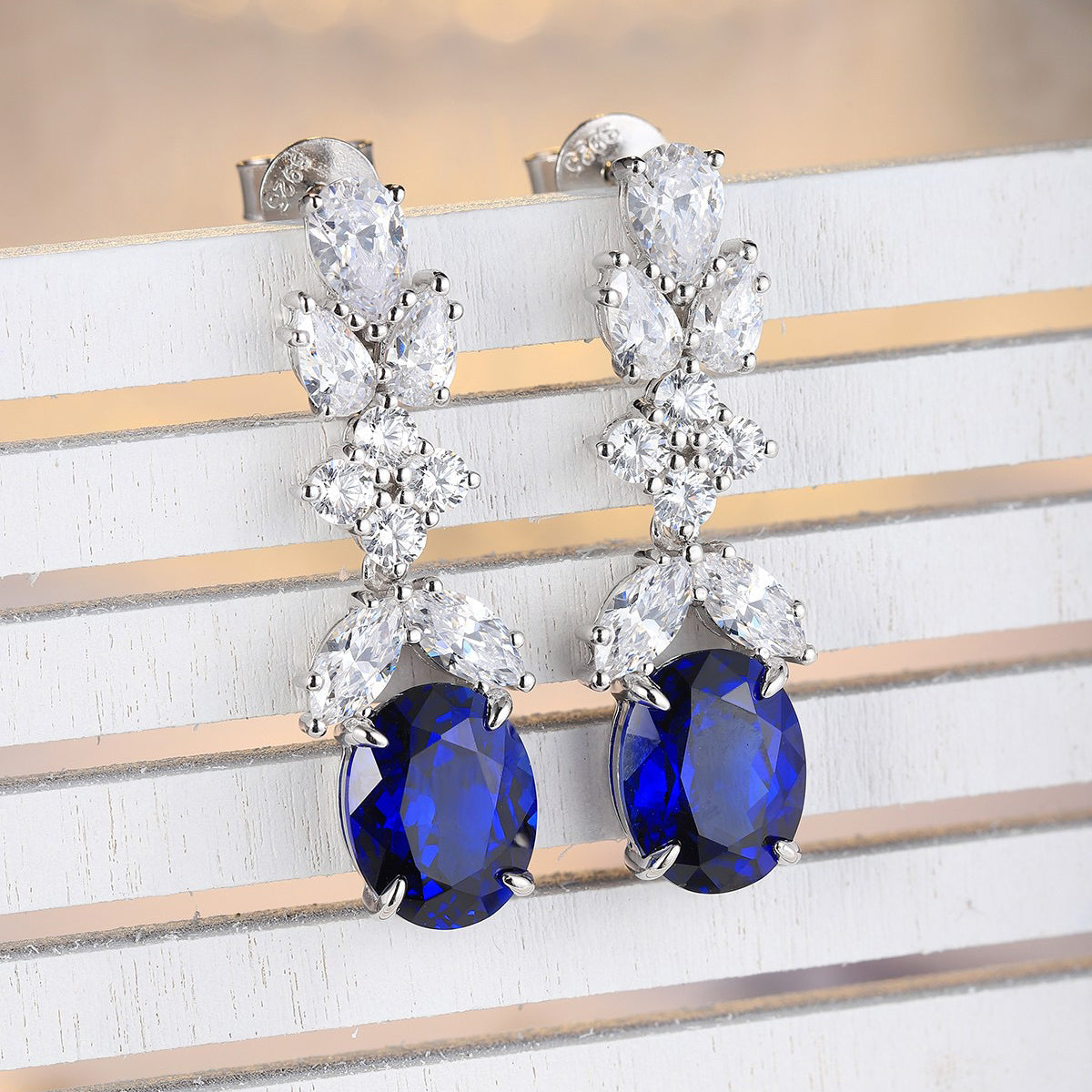 s925 sterling silver lab sapphire/emerald/ruby/paraiba/cobalt spinel & cz diamond earrings