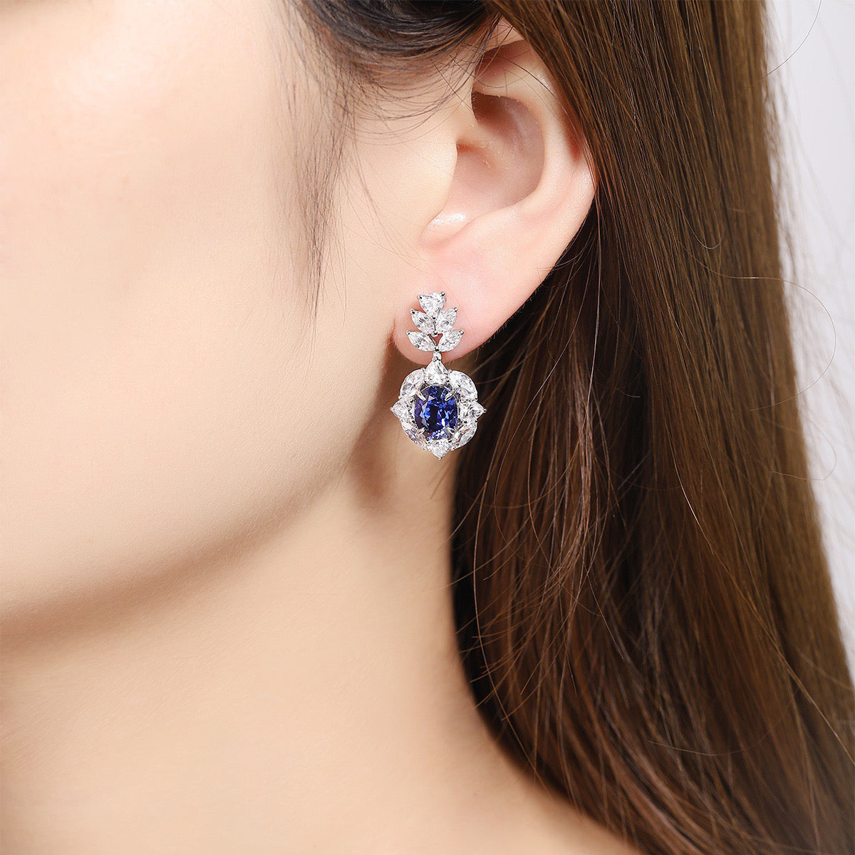 s925 sterling silver lab ruby/sapphire/emerald/paraiba/cobalt spinel & cz diamond earrings