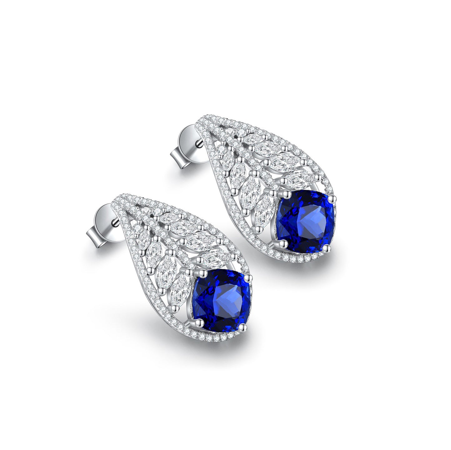 s925 sterling silver lab emerald/ruby/sapphire/paraiba/cobalt spinel & cz diamond earrings