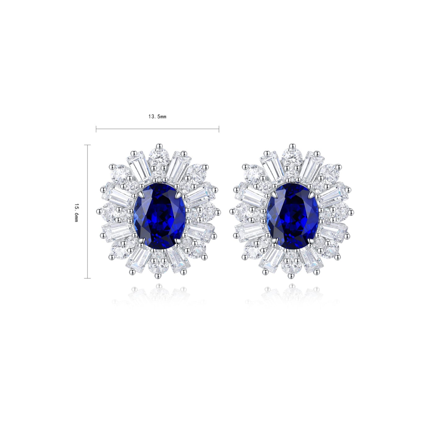 s925 sterling silver lab sapphire/emerald/ruby/paraiba/cobalt spinel & cz diamond stud earrings