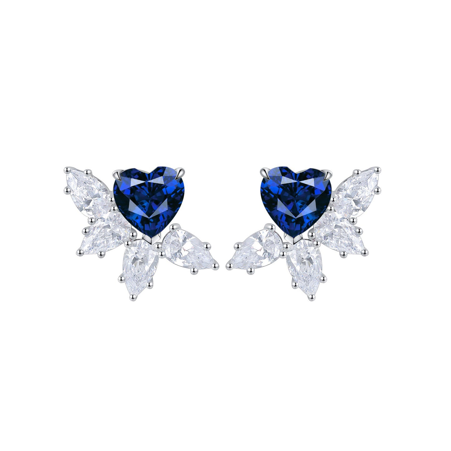 925 sterling silver lab ruby/sapphire/emerald/paraiba/coblat spinel & cz diamond stud earrings