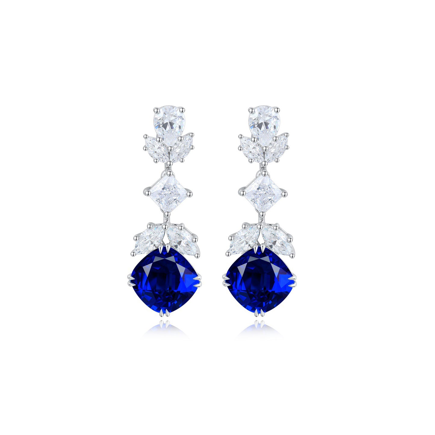 s925 sterling silver lab paraiba/ruby/sapphire/emerald/cobalt spinel & cz diamond earrings