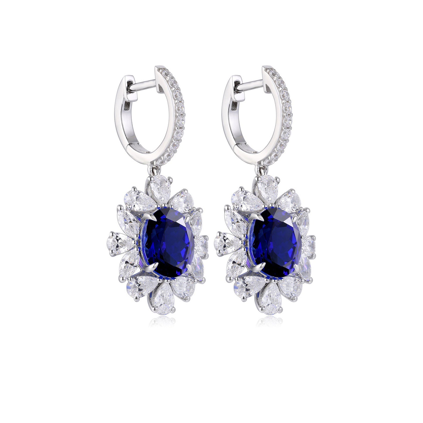 s925 sterling silver lab ruby/emerald/sapphire/cobalt spinel/paraiba & cz diamond earrings