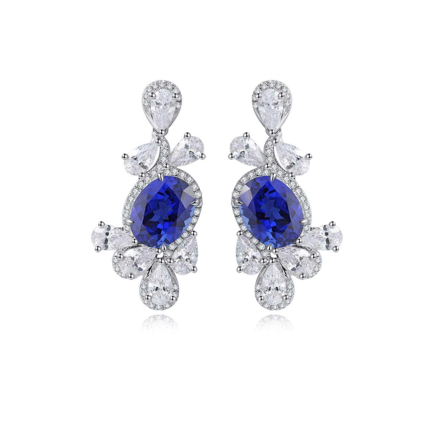 s925 sterling silver lab sapphire/ruby/emerald/paraiba/cobalt spinel & cz diamond earrings