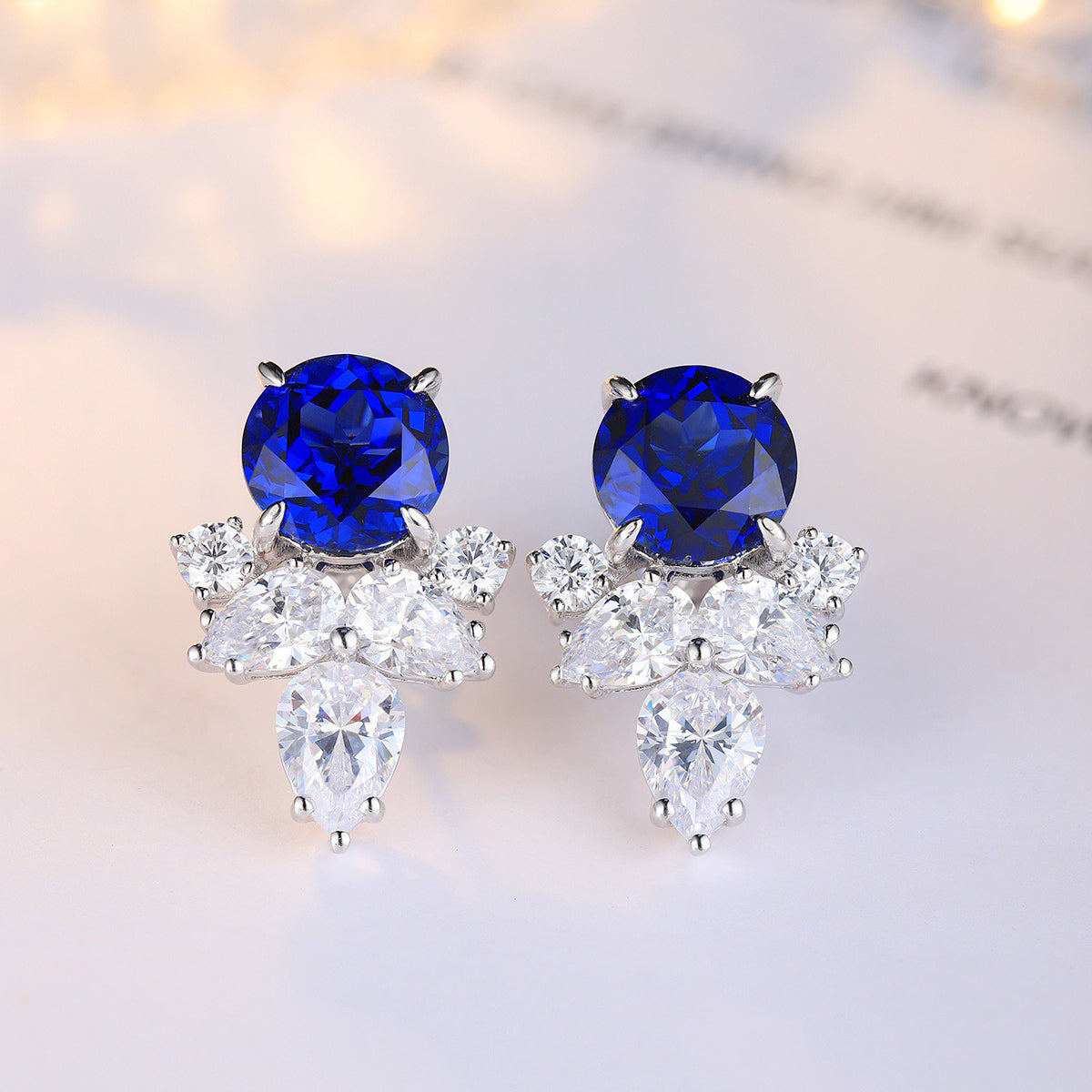 s925 sterling silver lab sapphire/ruby/emerald/paraiba & cz diamond stud earrings