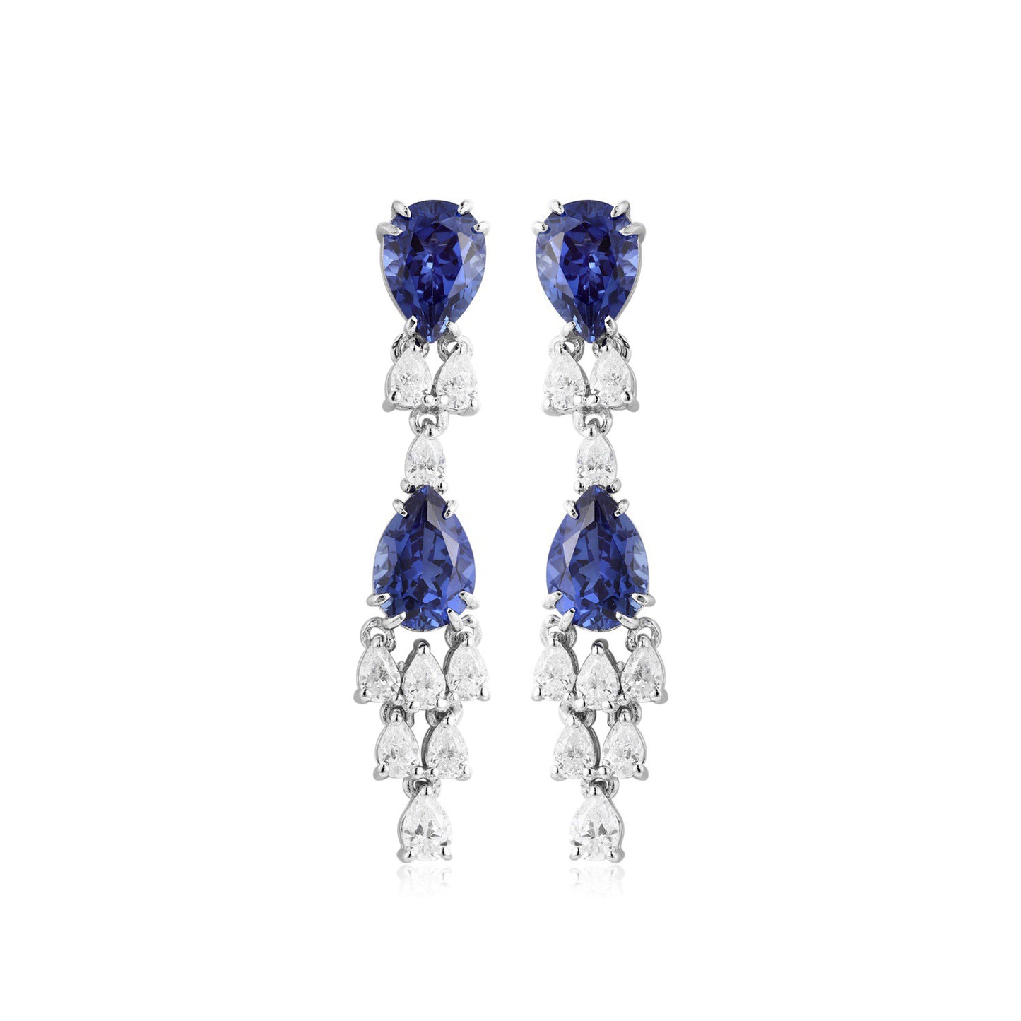 s925 sterling silver lab emerald/ruby/sapphire/paraiba/cobalt spinel & cz diamond earrings