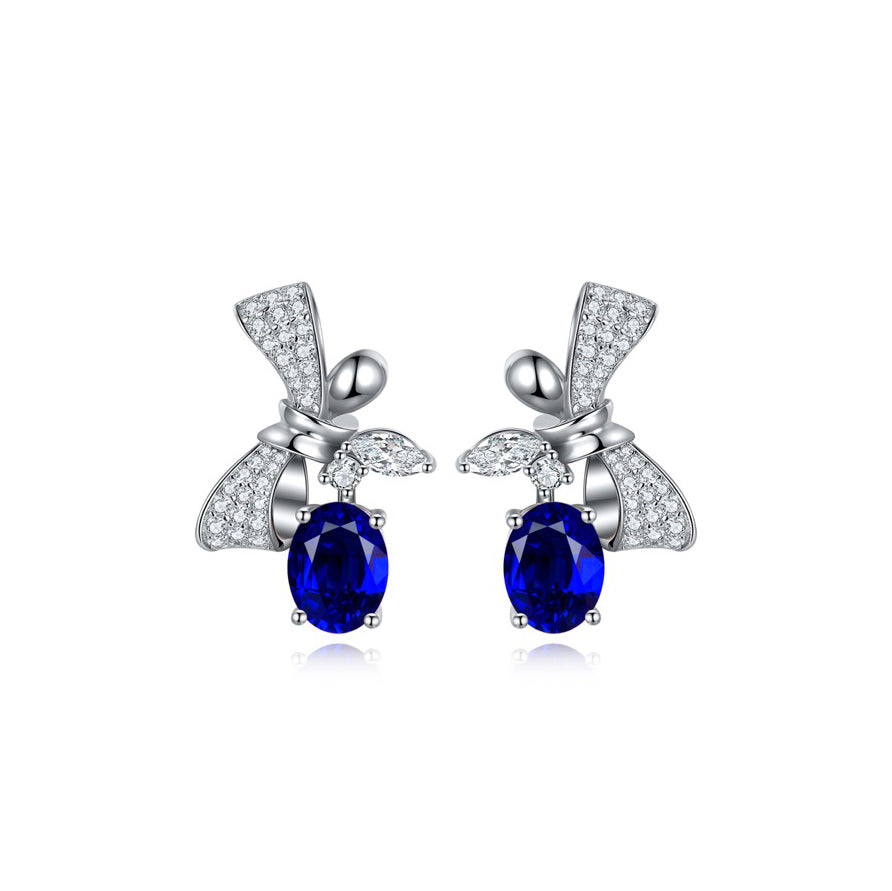 s925 sterling silver lab ruby/sapphire/emerald/paraiba/cobalt spinel & cz diamond earrings