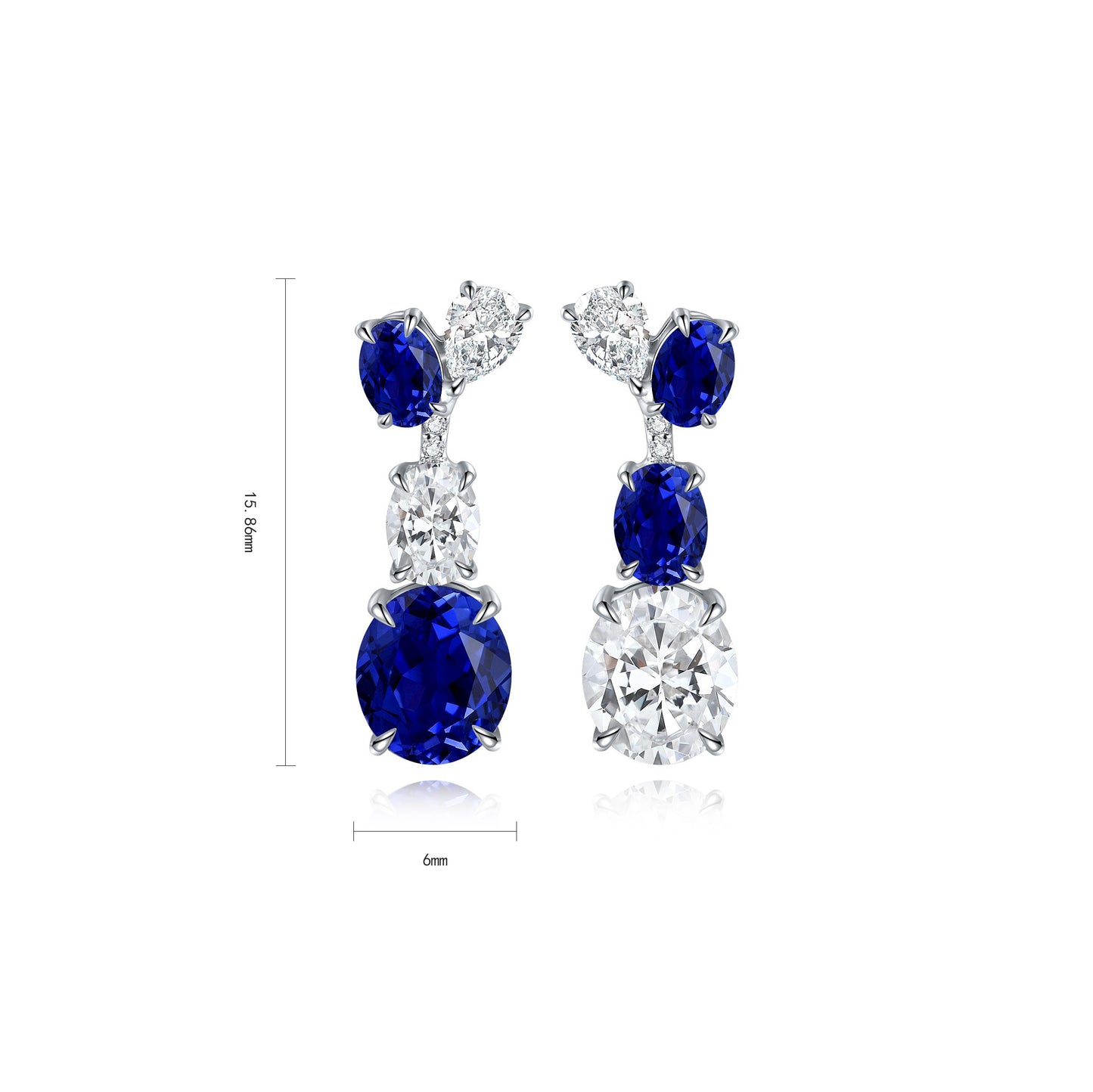 s925 sterling silver lab sapphire/ruby/emerald/paraiba/cobalt spinel & cz diamond earrings