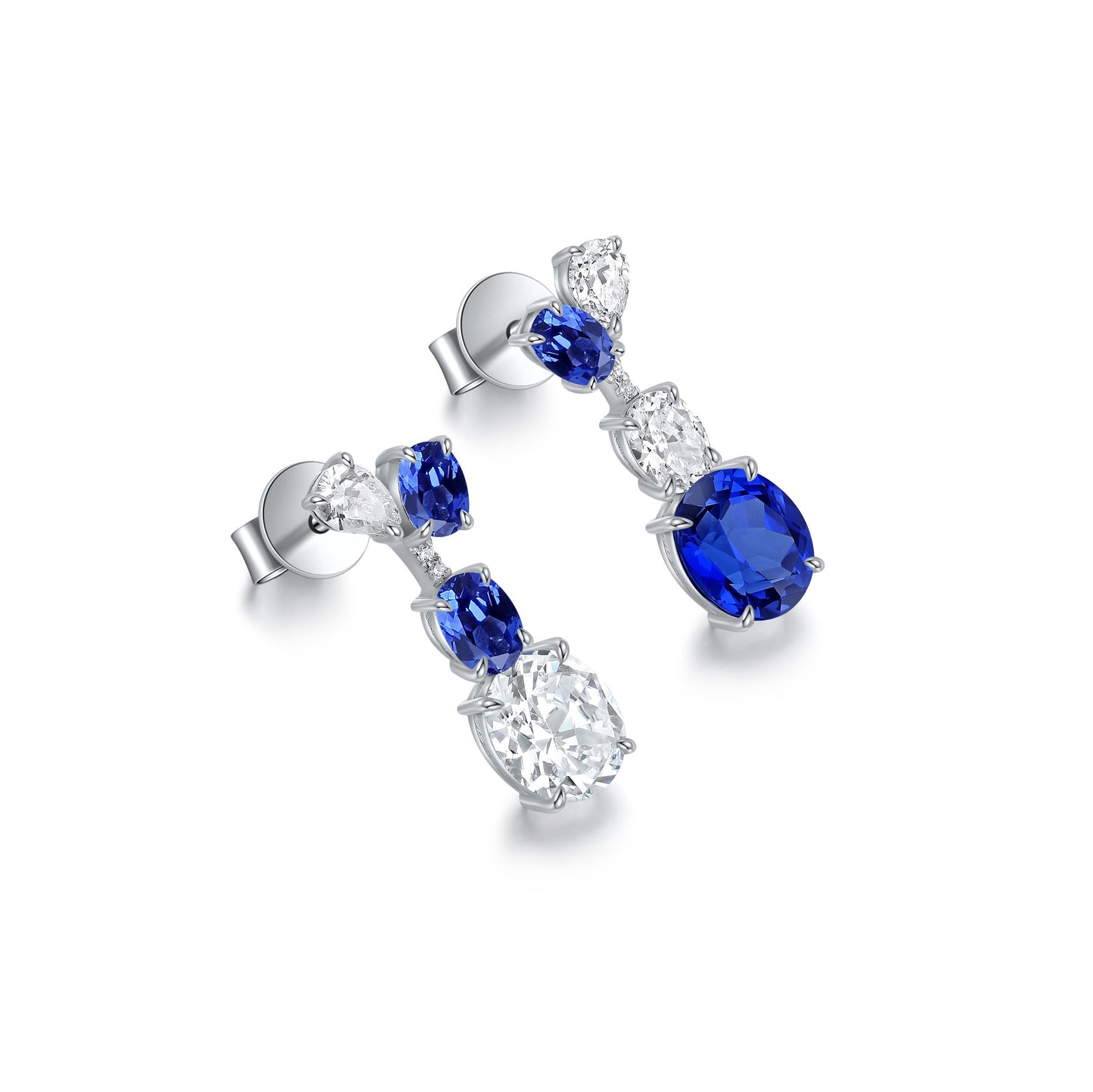 s925 sterling silver lab sapphire/ruby/emerald/paraiba/cobalt spinel & cz diamond earrings