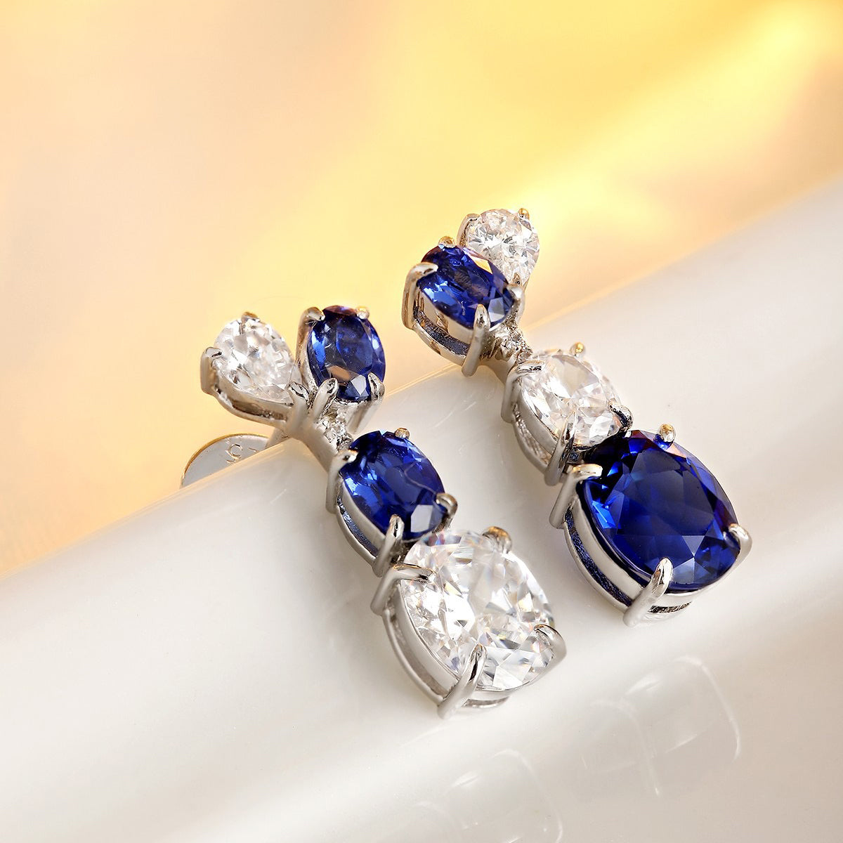 s925 sterling silver lab sapphire/ruby/emerald/paraiba/cobalt spinel & cz diamond earrings