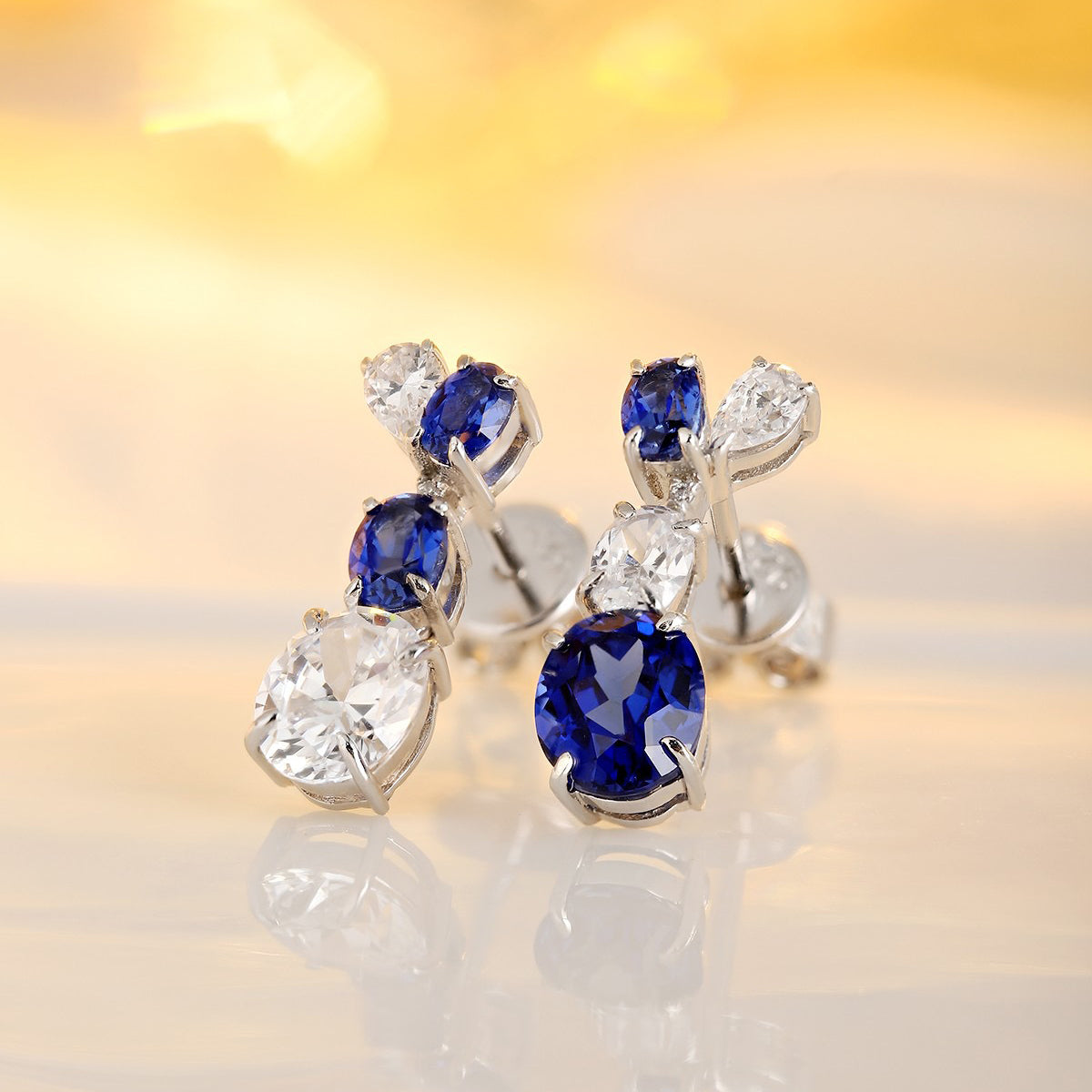 s925 sterling silver lab sapphire/ruby/emerald/paraiba/cobalt spinel & cz diamond earrings