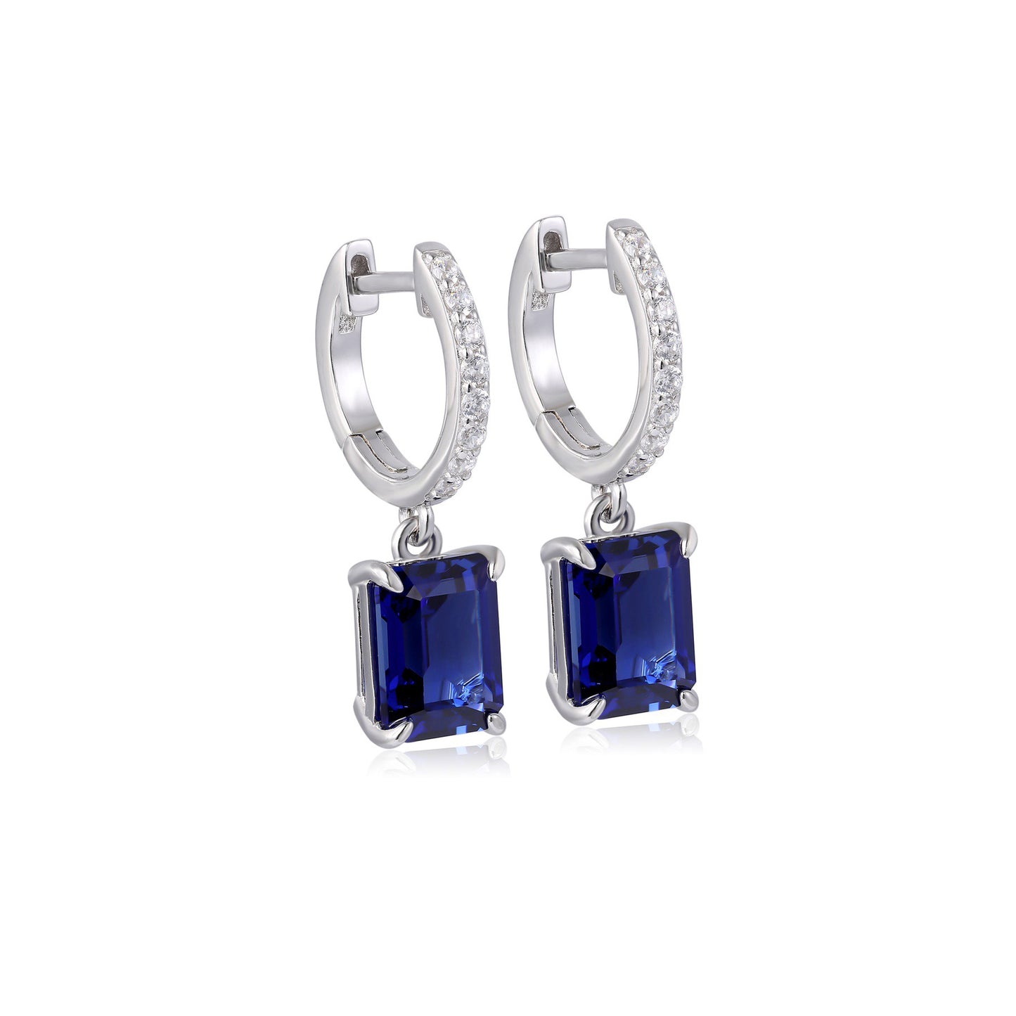 s925 sterling silver lab paraiba/ruby/sapphire/emerald/cobalt spinel & cz diamond earrings
