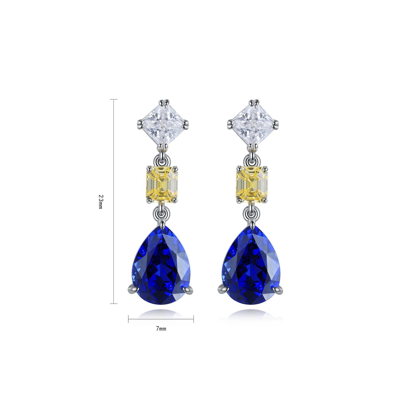 s925 sterling silver lab sapphire & cz diamond earrings