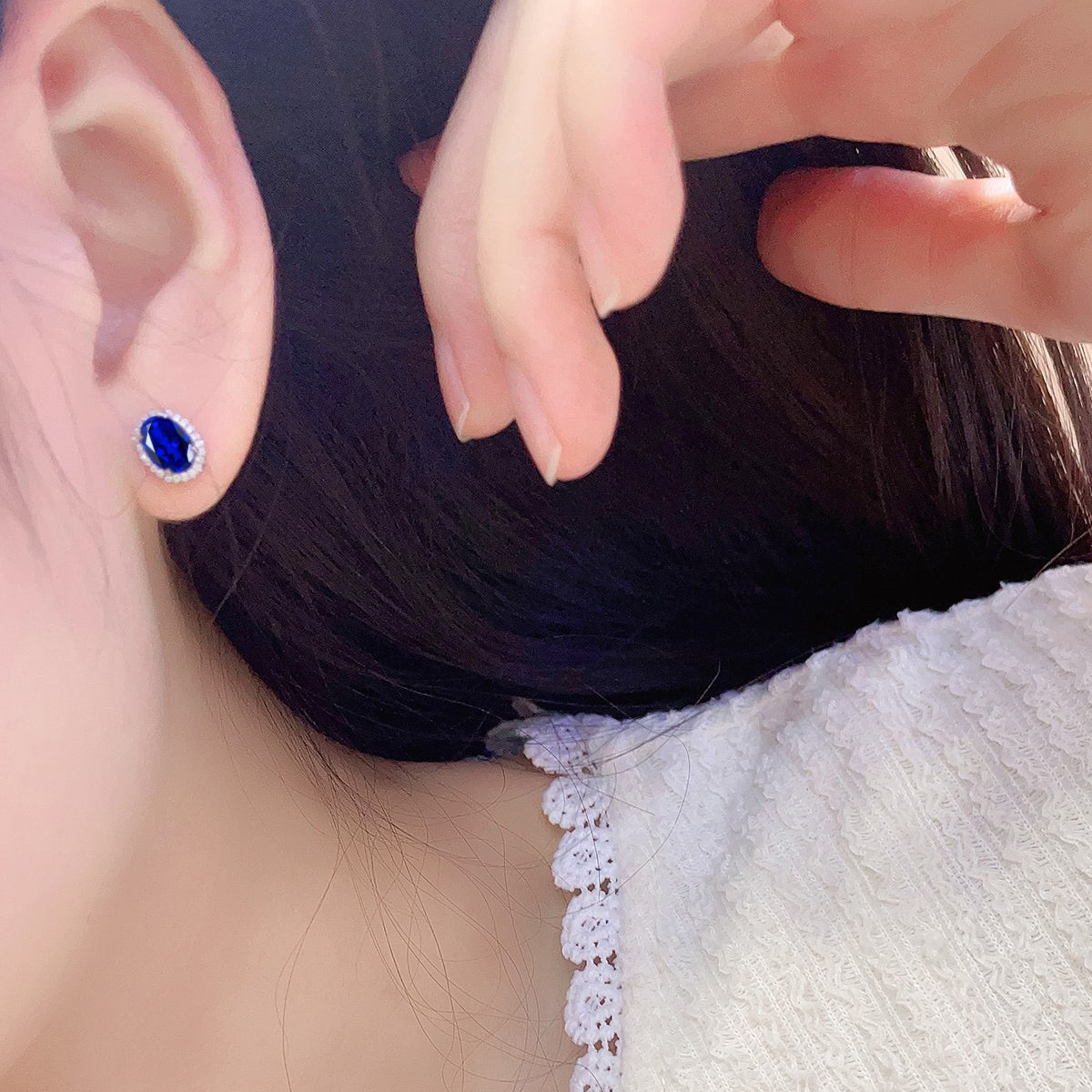 s925 sterling silver lab paraiba/ruby/sapphire/emerald & cz diamond stud earrings