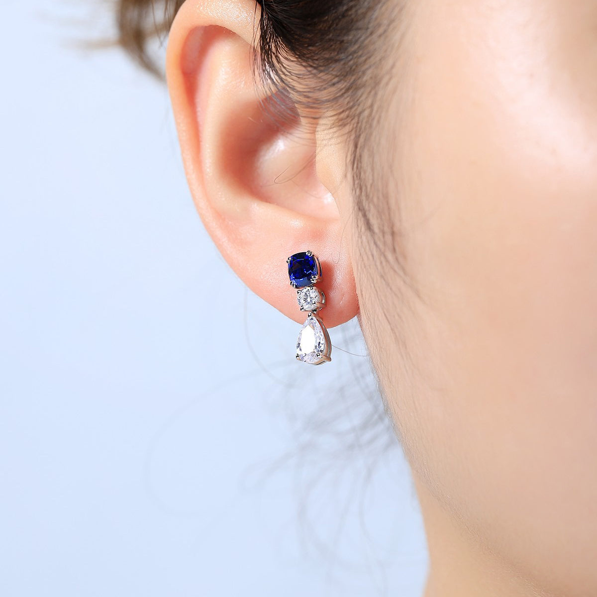 s925 sterling silver lab ruby/sapphire/emerald/paraiba/cobalt spinel & cz diamond earrings