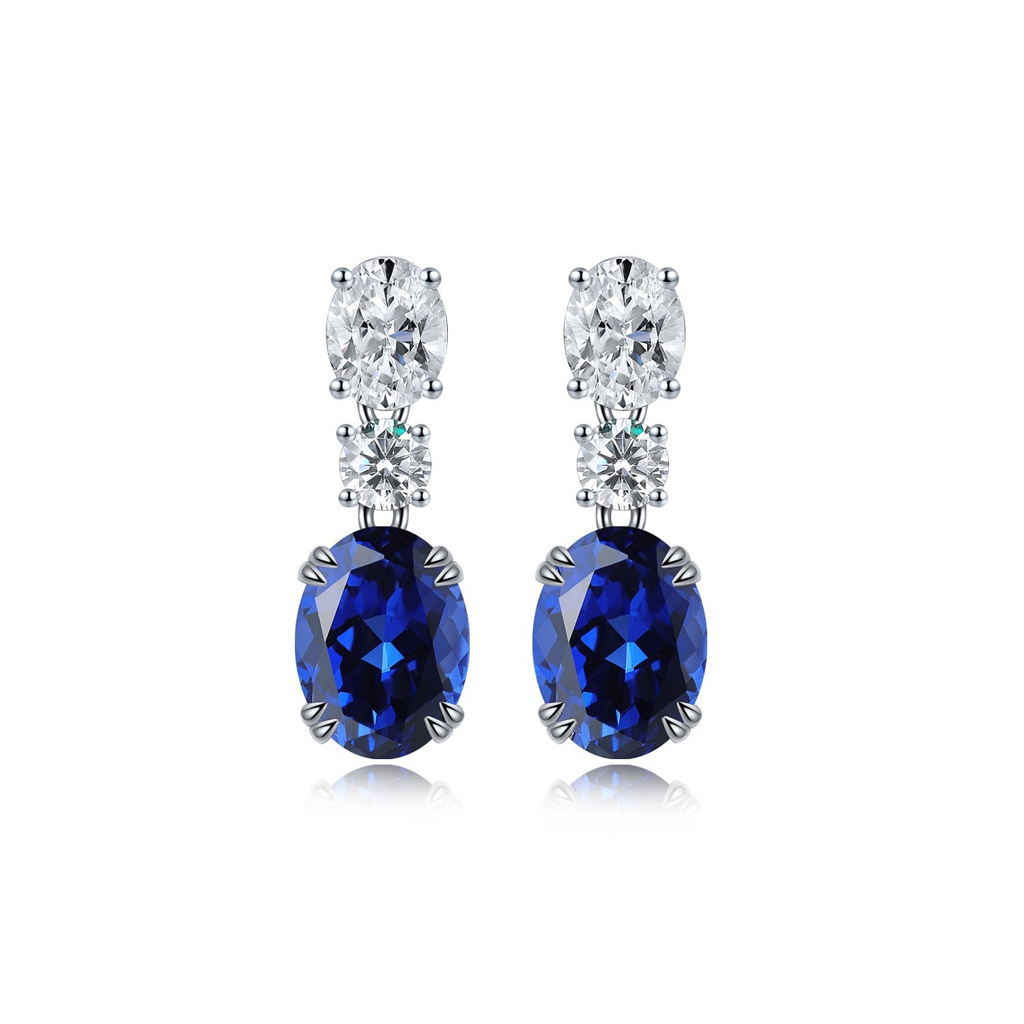 s925 sterling silver lab ruby/sapphire/emerald/paraiba/cobalt spinel & cz diamond earrings