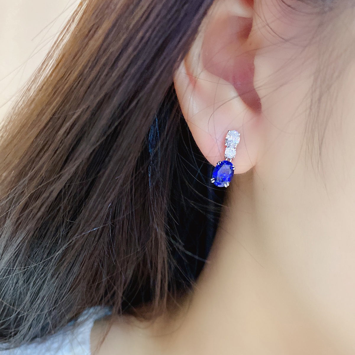 s925 sterling silver lab ruby/sapphire/emerald/paraiba/cobalt spinel & cz diamond earrings