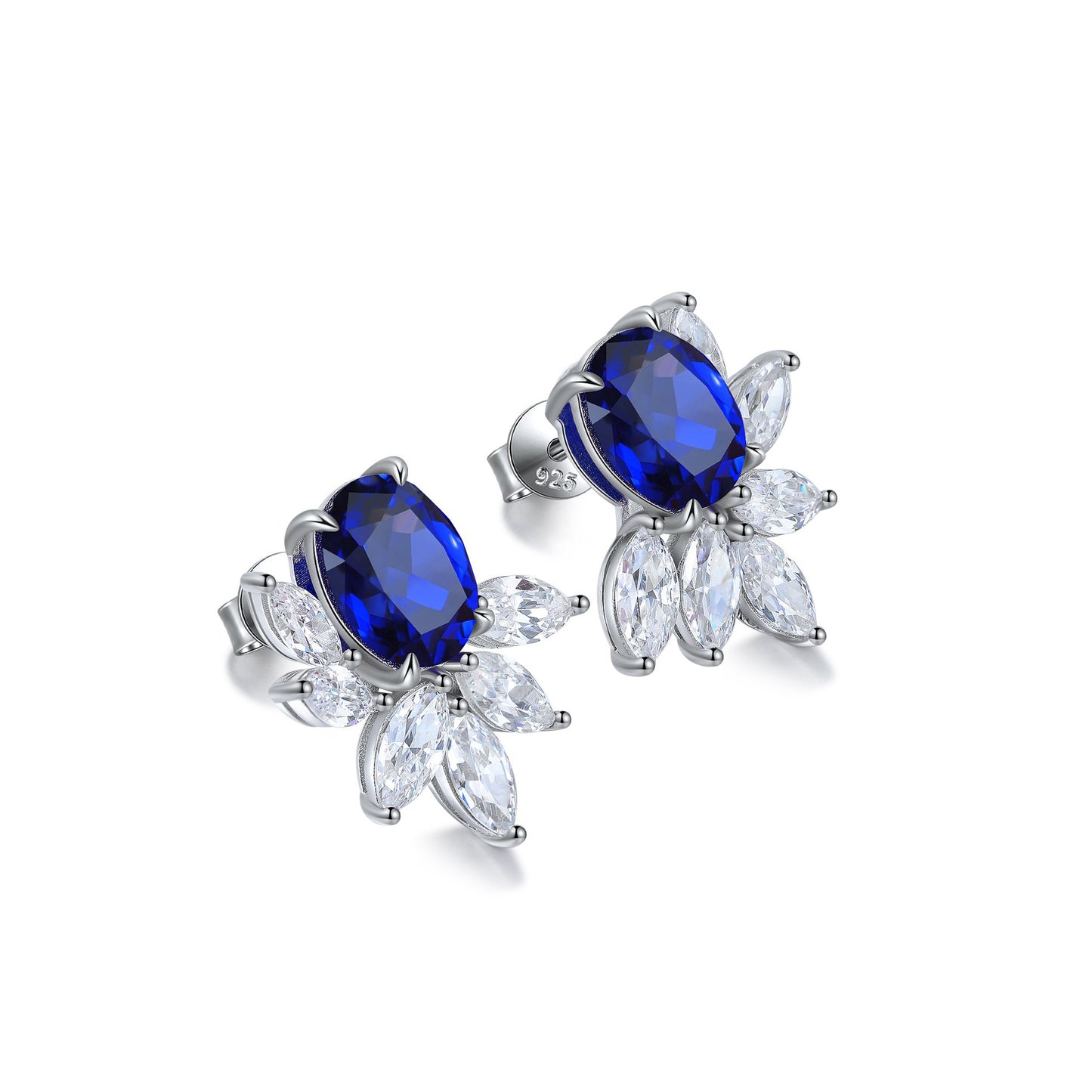 s925 sterling silver lab sapphire/ruby/emerald/paraiba & cz diamond stud earrings