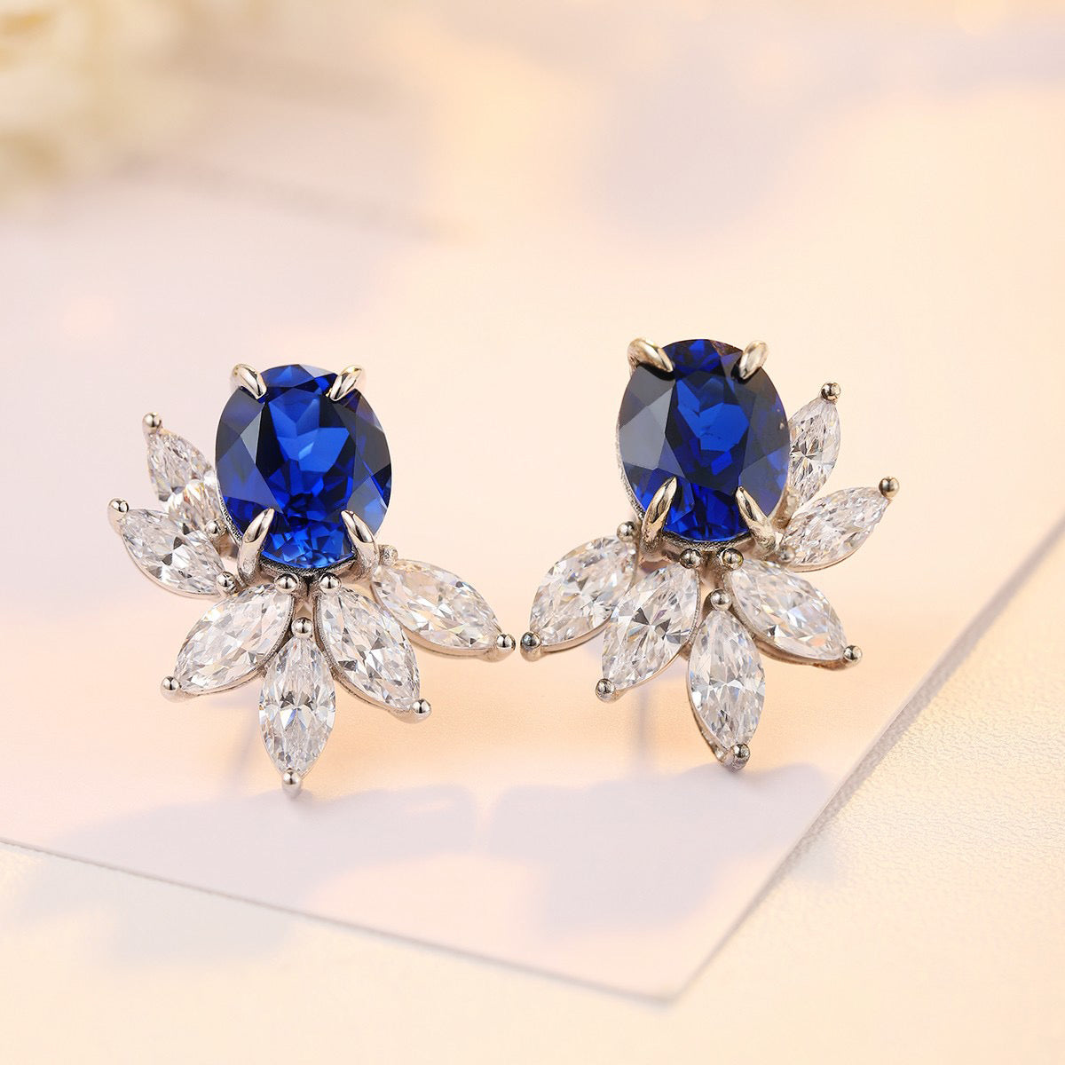 s925 sterling silver lab sapphire/ruby/emerald/paraiba & cz diamond stud earrings