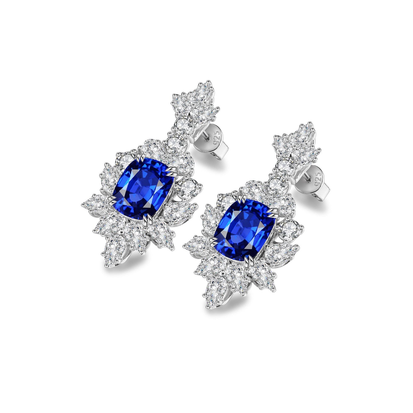 s925 sterling silver lab ruby/sapphire/emerald/paraiba & cz diamond earrings