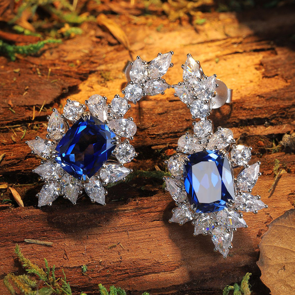s925 sterling silver lab ruby/sapphire/emerald/paraiba & cz diamond earrings