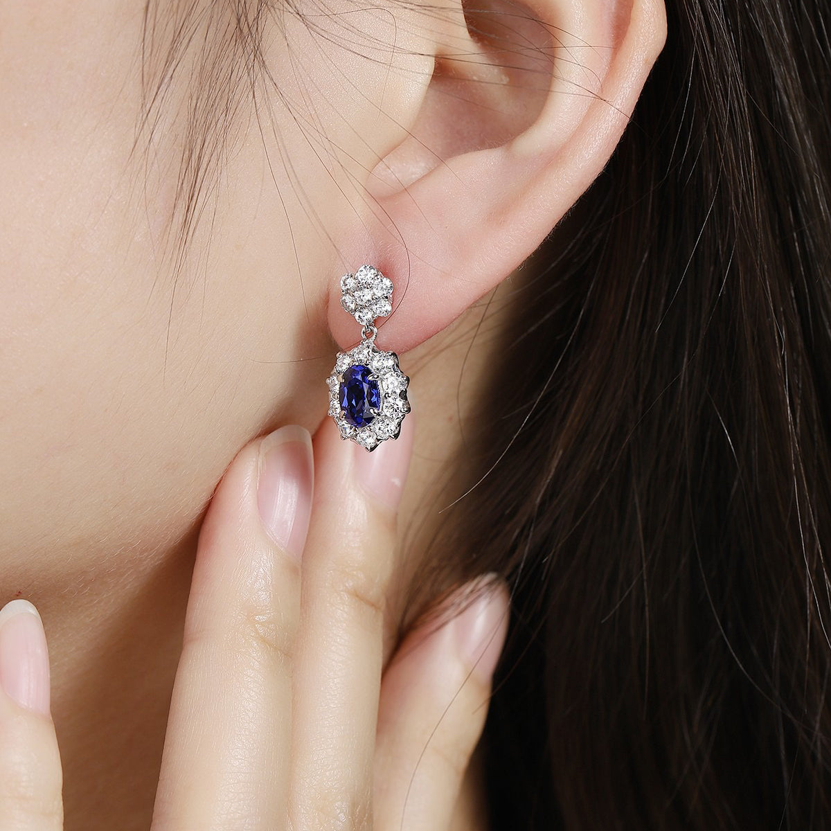 s925 sterling silver lab ruby/sapphire/emerald/paraiba & cz diamond earrings