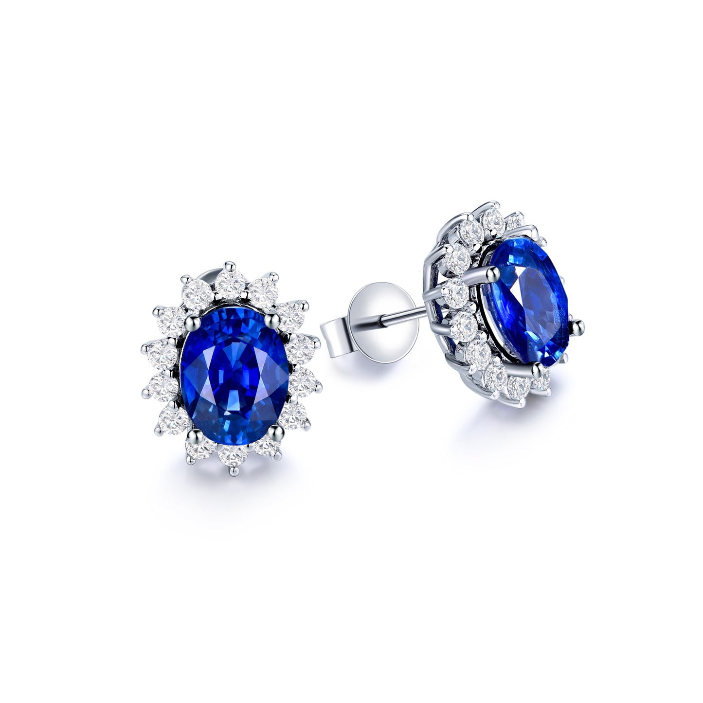 s925 sterling silver lab ruby/sapphire/emerald/paraiba/cobalt spinel & cz diamond stud earrings