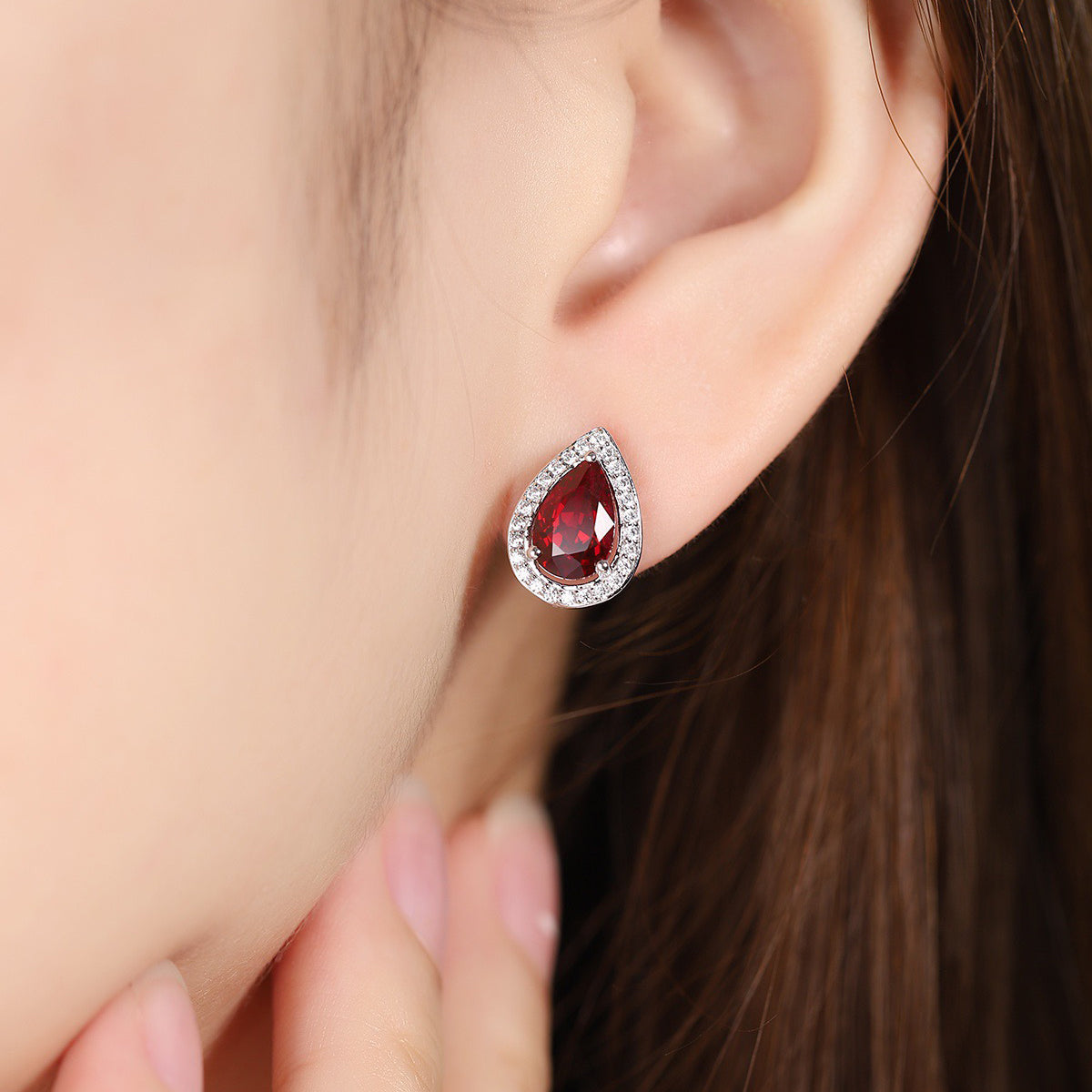 s925 sterling silver lab cobalt spinel/ruby/sapphire/emerald/paraiba & cz diamond stud earrings