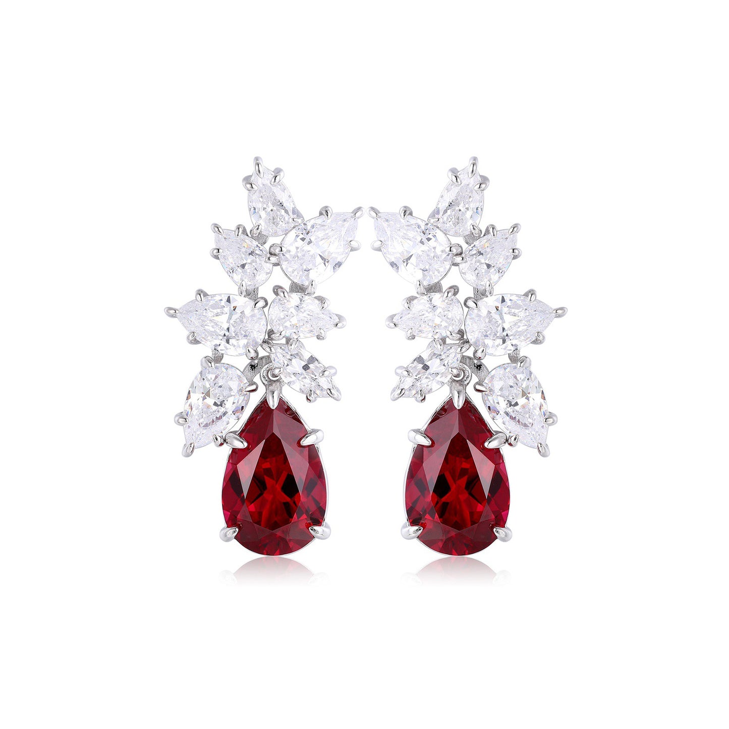 s925 sterling silver lab ruby/sapphire/emerald/paraiba & cz diamond earrings