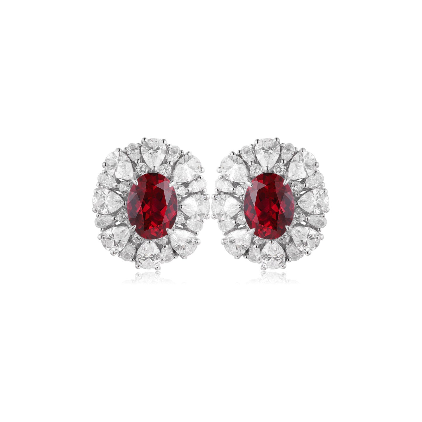 s925 sterling silver lab emerald/ruby/sapphire/paraiba & cz diamond earrings