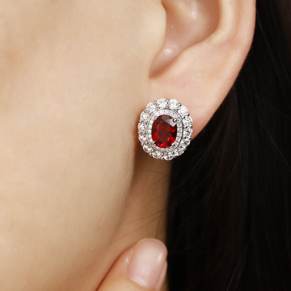 s925 sterling silver lab sapphire/emerald/ruby/paraiba & cz diamond earrings