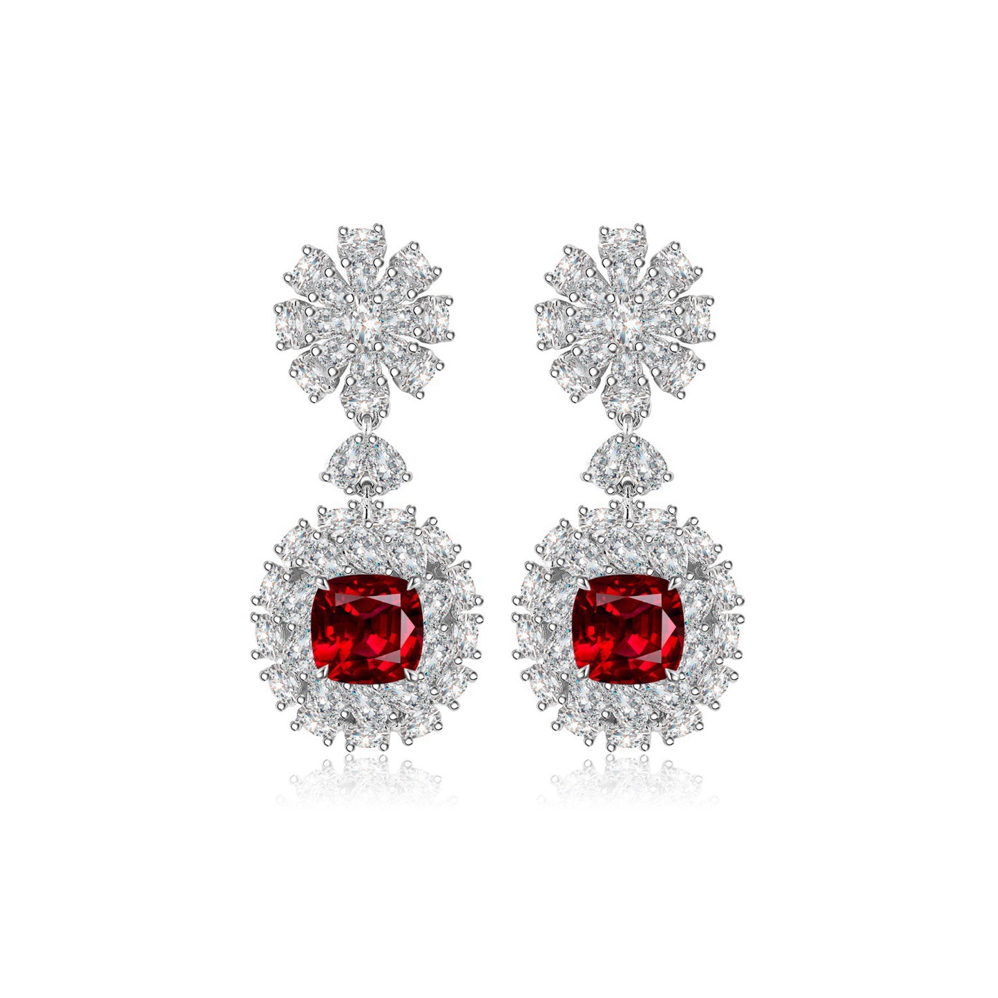 s925 sterling silver lab ruby/sapphire/emerald/paraiba & cz diamond earrings