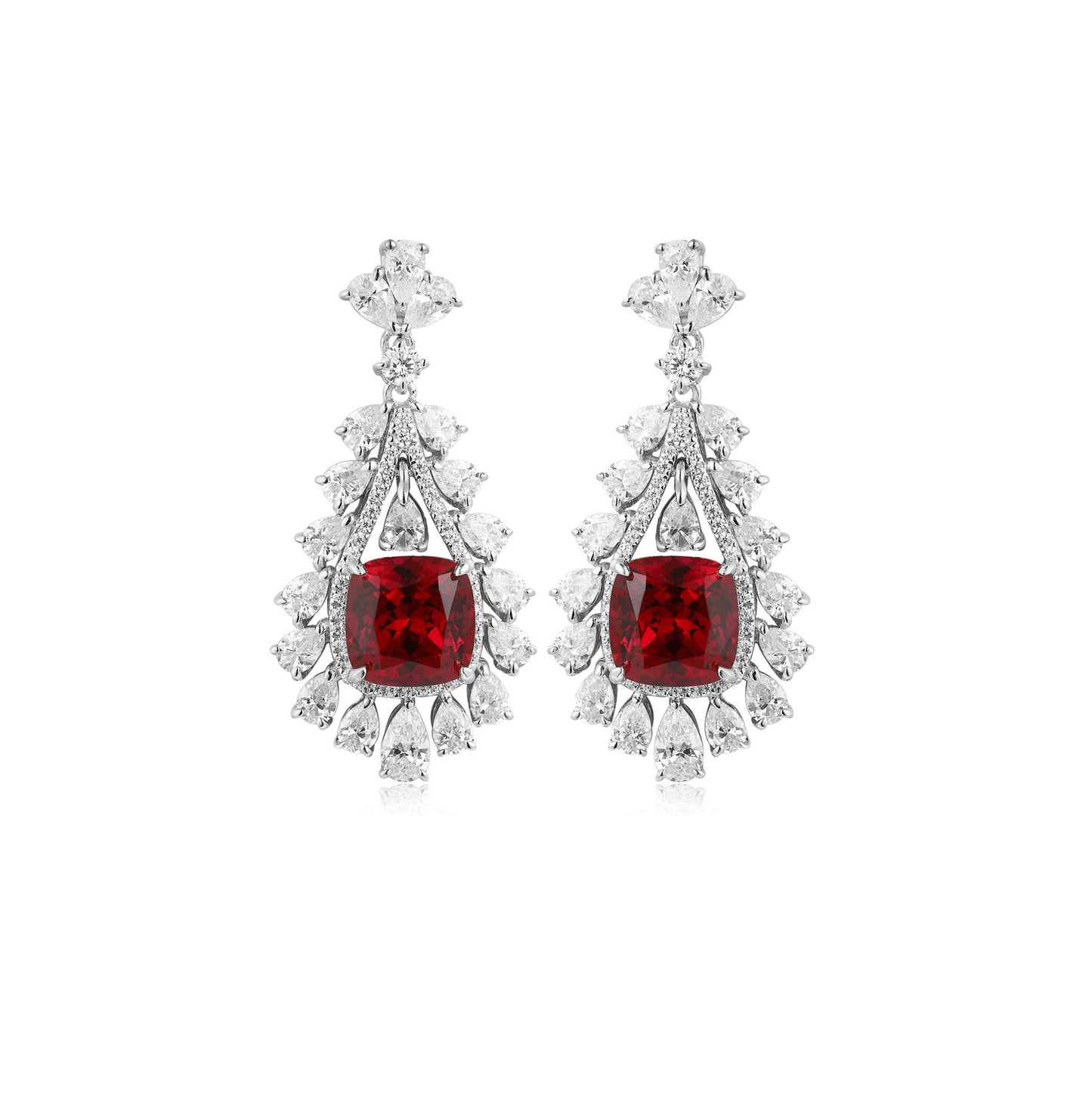 s925 sterling silver lab paraiba/emerald/sapphire/ruby & cz diamond earrings