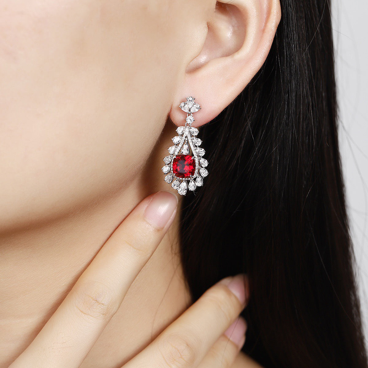 s925 sterling silver lab paraiba/emerald/sapphire/ruby & cz diamond earrings