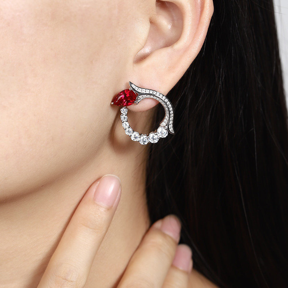 s925 sterling silver lab ruby/sapphire/paraiba/emerald & cz diamond earrings