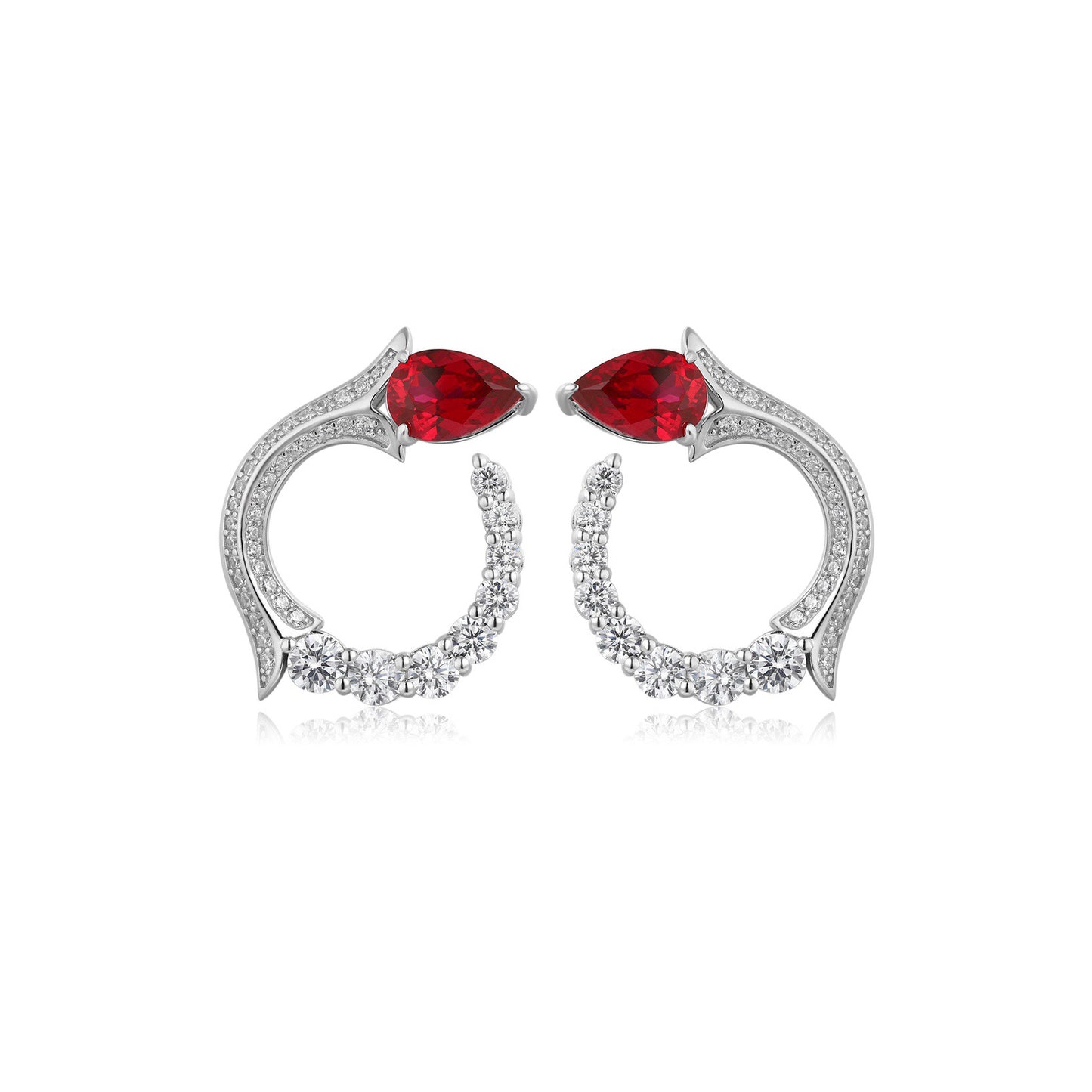 s925 sterling silver lab ruby/sapphire/paraiba/emerald & cz diamond earrings