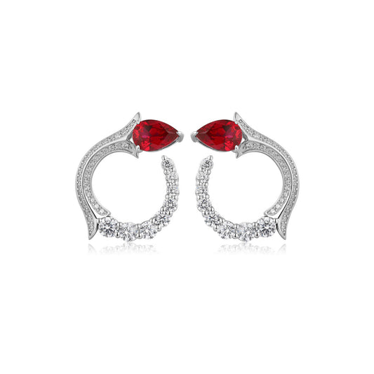 S925 Sterling Silver Lab Ruby/Sapphire/Paraiba/Emerald & CZ Diamond Earrings