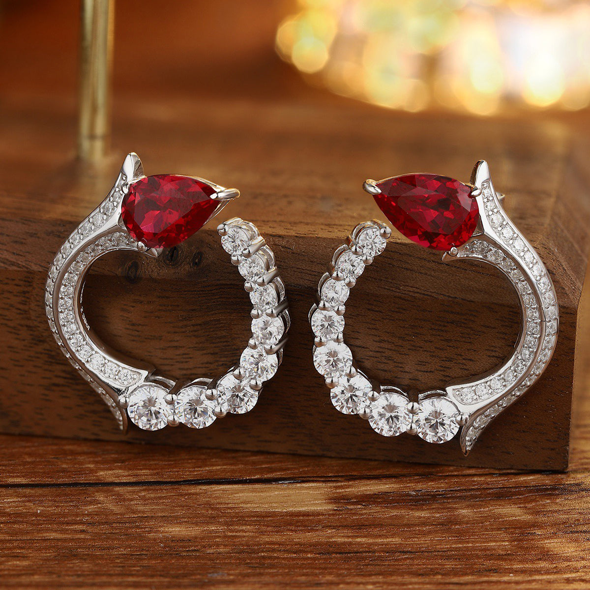 s925 sterling silver lab ruby/sapphire/paraiba/emerald & cz diamond earrings