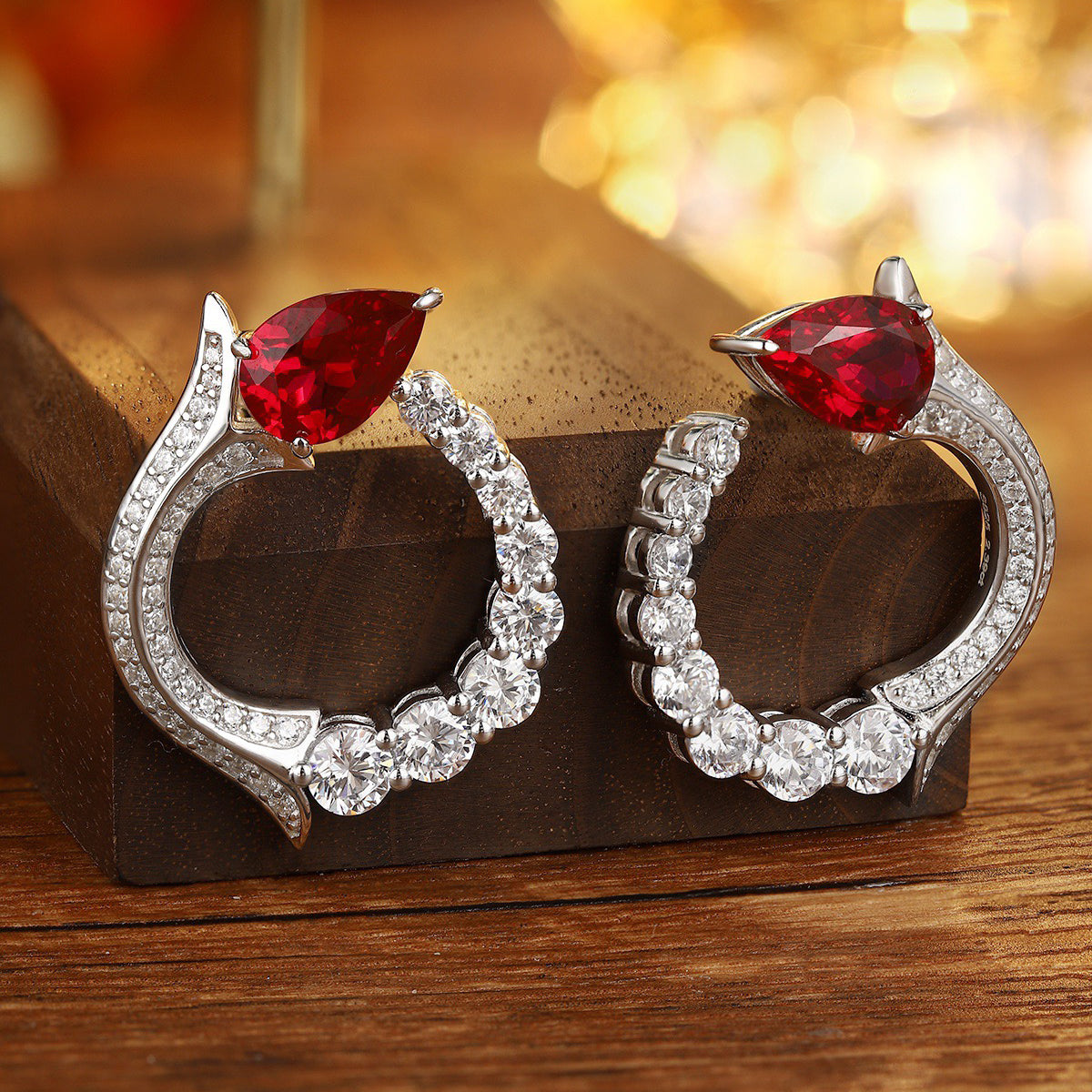 s925 sterling silver lab ruby/sapphire/paraiba/emerald & cz diamond earrings