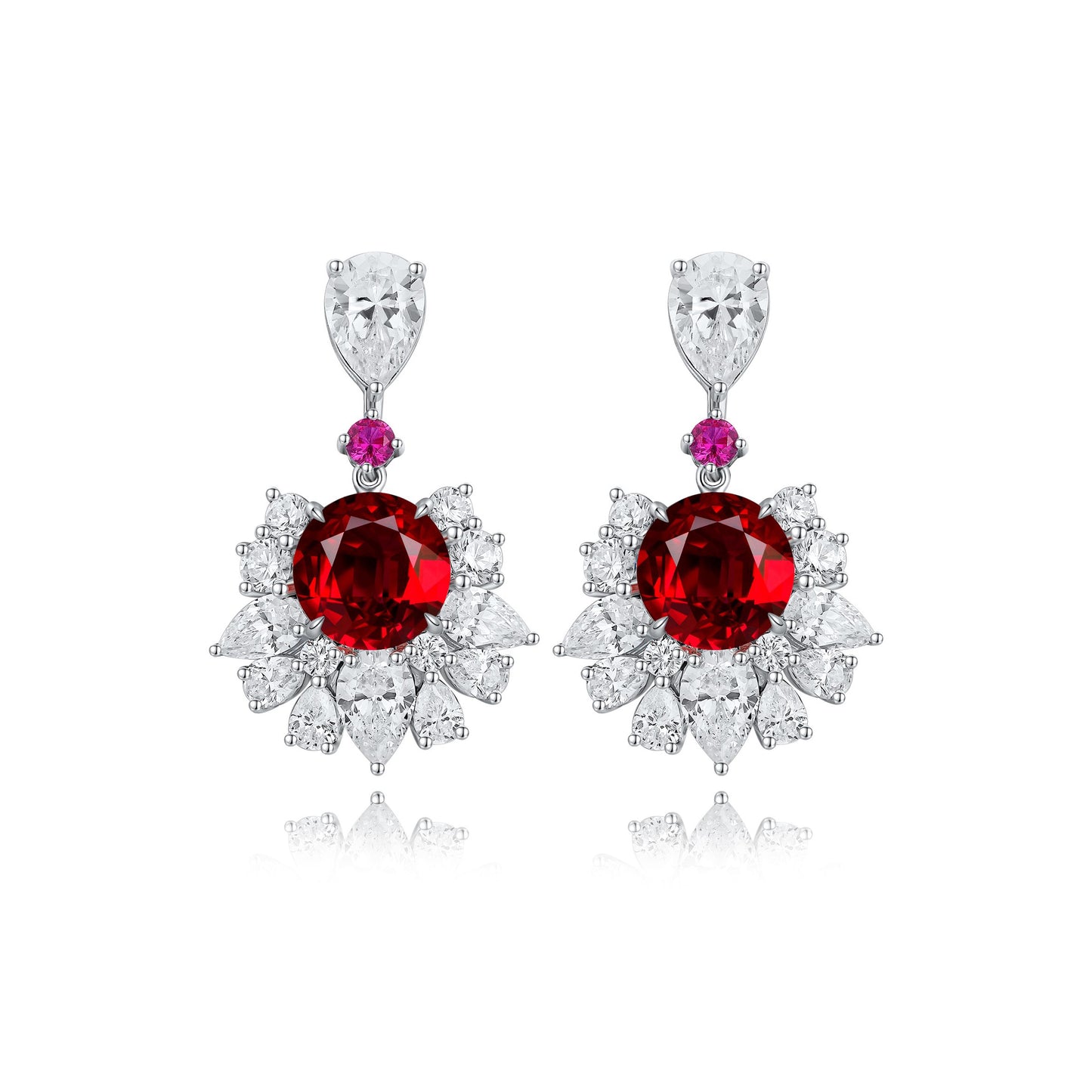 s925 sterling silver lab paraiba/ruby/sapphire/emerald/cobalt spinel & cz diamond earrings