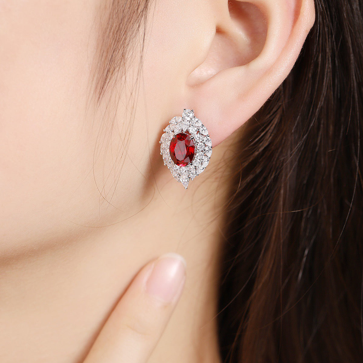s925 sterling silver lab cobalt spinel/paraiba/ruby/emerald/sapphire & cz diamond earrings